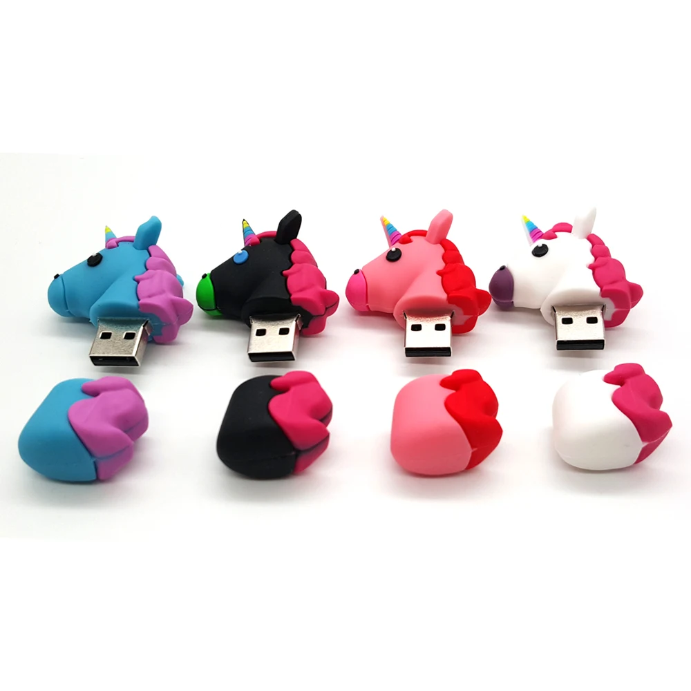 Cartoon Unicorn USB Flash Drives Pig Pen Drive 4GB 8GB 16GB 32GB 64GB With OTG Adapter For Android Phone Memory Stick Pendrives