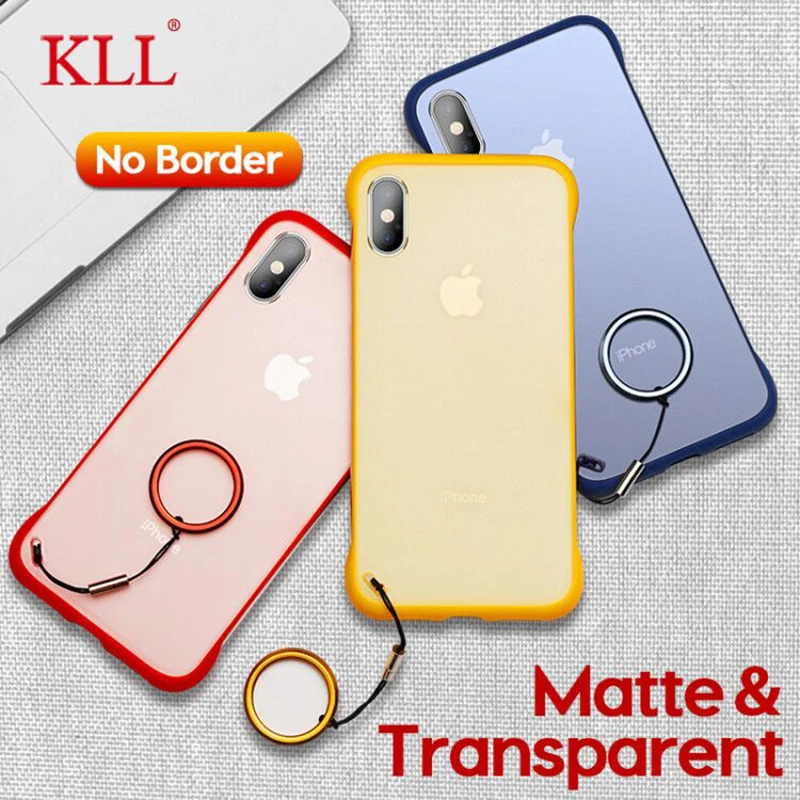

Transparent Matte Case for iPhone X XS Max XR Ultra Thin Frameless Soft TPU Edge Hard PC Case for iPhone 6 6s 7 8 Plus with Ring