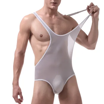 

Men's Underwear Sexy Ultra-thin Ice Silk Men's Body Suit Fitness and Wrestling Suit Translucent Breathable Shapers