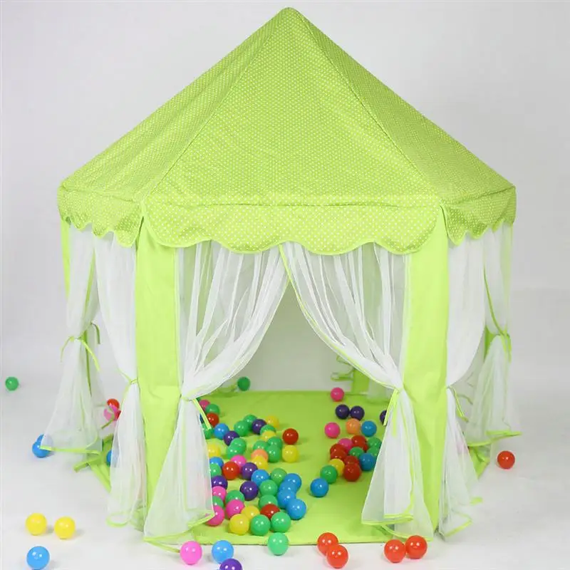 

Cute Hexagon Playhouse Girls Princess Castle Children Kids Large Indoor Play Tent