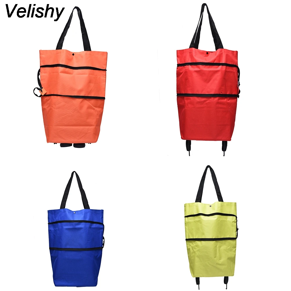 Velishy Reusable Shopping Bag Oxford NEW Shopping Trolley Bag on Wheels
