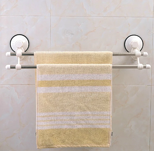 Powerful suction double towel rack stainless steel towel rack / shelf