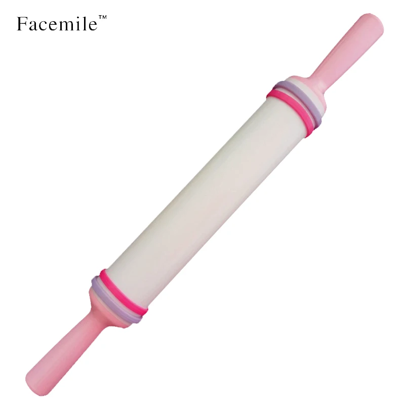 

35cm Cake Fondant Embosser Decorating Tools Plastic Fondant Rolling Pin with Silicone Guide Pastry Tools 01051 Gift