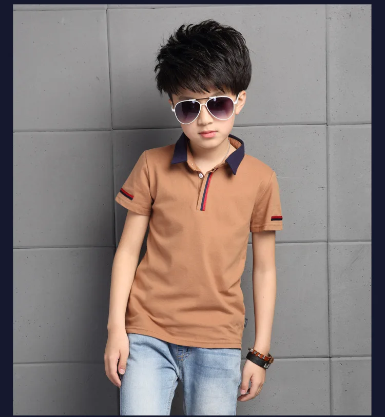Fshion Child Big Boys Polo Shirt Kids Cotton Shirts Children Tops Clothing Short Sleeve Boys Tops 6 7 8 9 11 13 14 Years 2017 Summer Clothing (12)