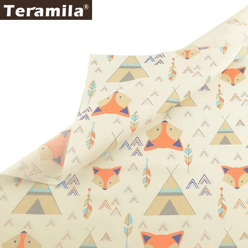 Хлопок Teramila ткань лиса мультфильм дизайн Tecido Tela постельные принадлежности DIY