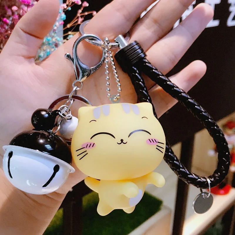 

2018 Cute Cat Bell Keychain Key ring for Women Bag Purse Charm Jewelry Car Key chian Holder Pendant