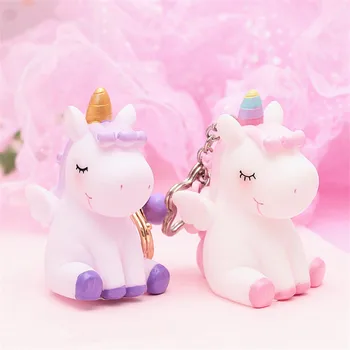 

Creative Cute Unicorn Toy Keychain Rainbow PVC Animal Unicorn Squeeze Toys Shaped Pendant Gift For Children Toy