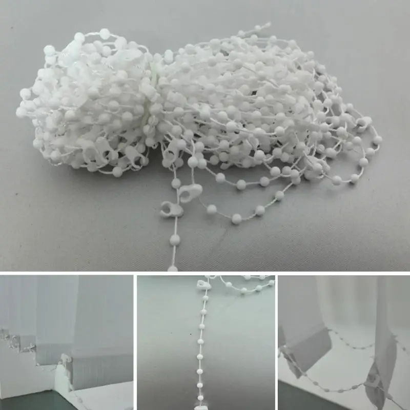 

10M White Roller Shade Vertical Blinds Beads Chain for 89mm Slat Shutter Roman Shade Vertical Curtain Home Room Window Use
