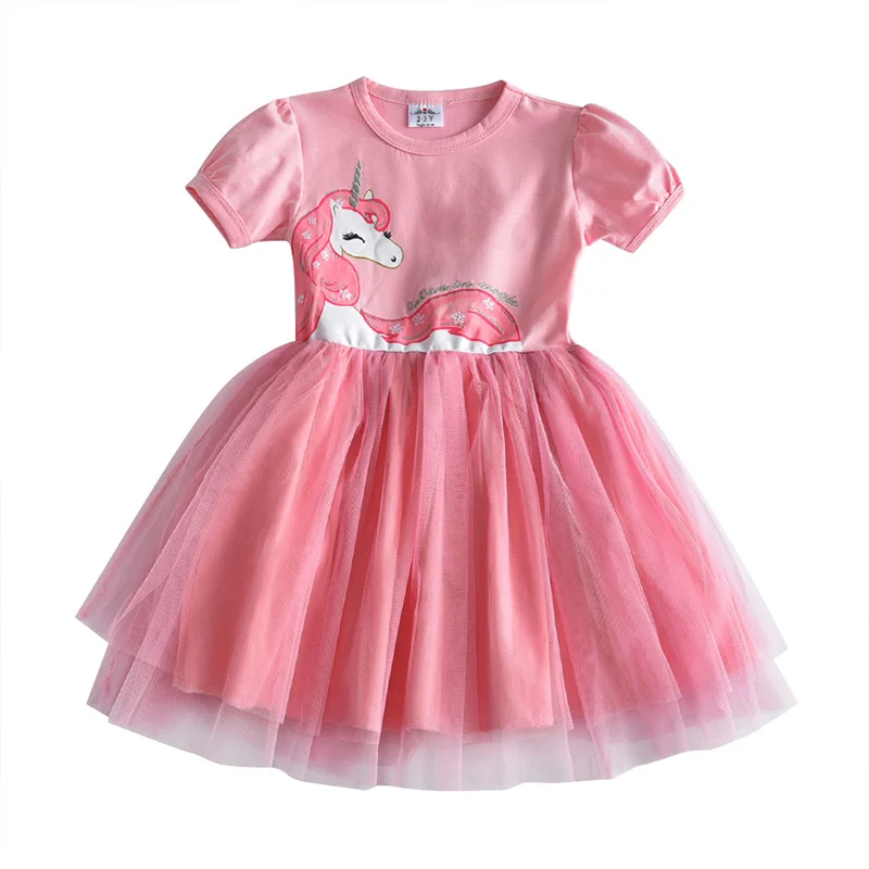 DXTON/Детские платья для девочек; платье принцессы с расклешенными рукавами для девочек; летние хлопковые детские костюмы; платье с единорогом; одежда для маленьких девочек