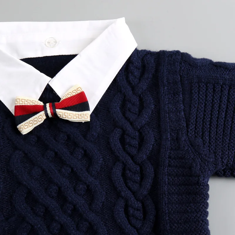 NYSRFZ/свитер новая весенне-Осенняя детская куртка с длинными рукавами и отстегивающимся отворотом в Корейском стиле для мальчиков два предмета