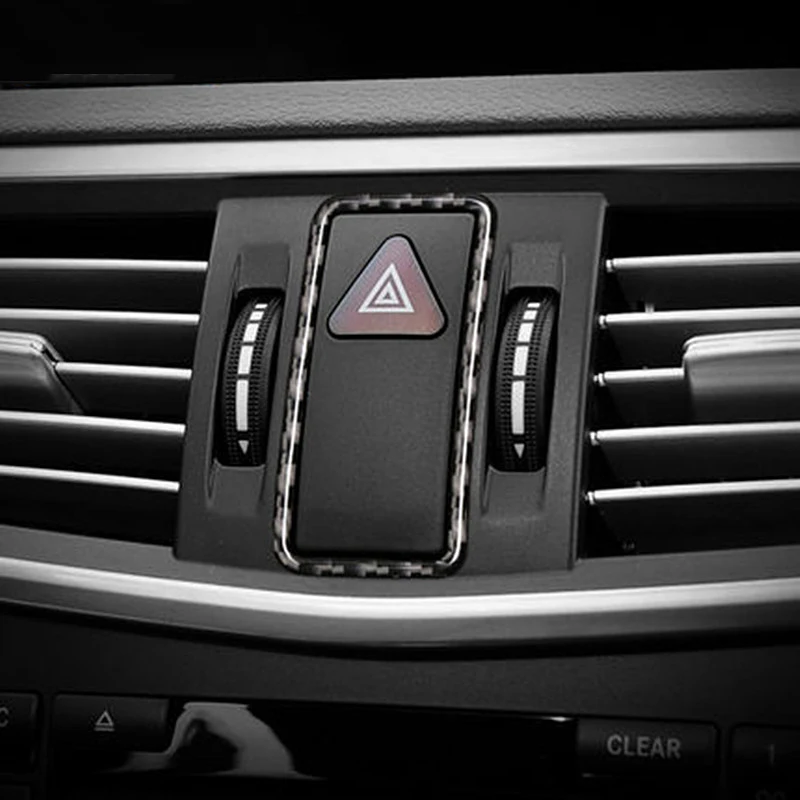 

Car Warning Light Button Cover Decoration Stickers Carbon Fiber Auto Accessories For Mercedes Benz C Class W204 E Class W212 GLK