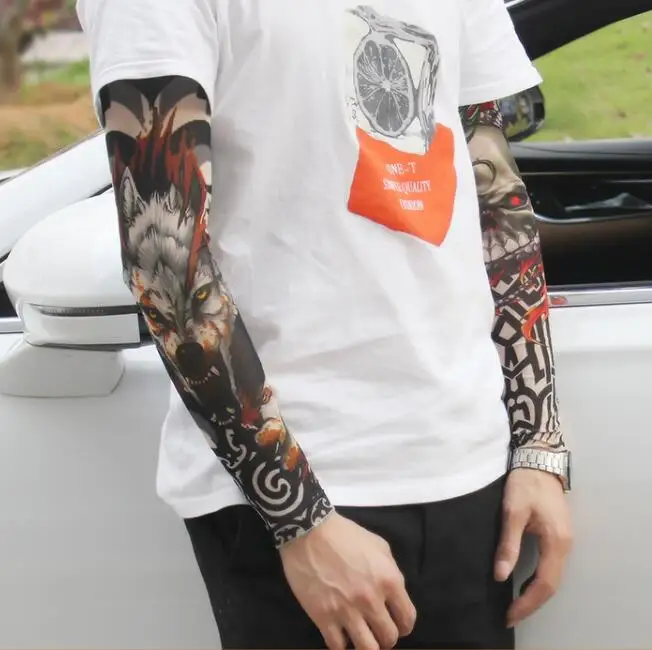 Рукава татуировки рукава УФ Защита нарукавники временные летние мужские|tattoo uv|arm
