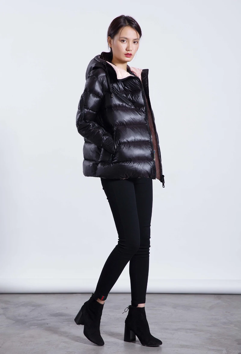 YNZZU бренд, осенне-зимняя куртка для женщин, повседневное толстое теплое пальто на утином пуху, с капюшоном, с рукавом, на молнии, модная одежда O601