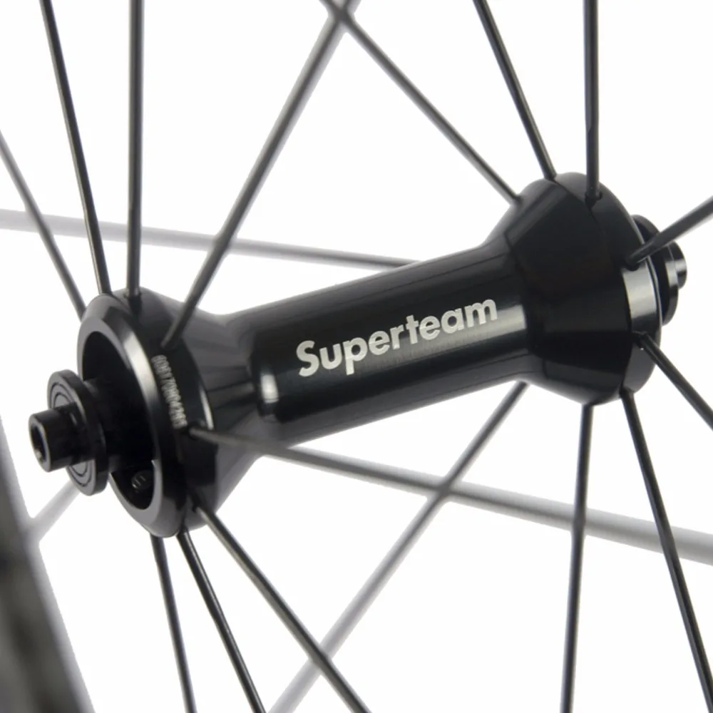 Cheap New Arrival Superteam 700C 50mm Clincher Wheelset 12K Twill Carbon Road Wheels Tubular with Taiwan Hub Pillar Aero Spoke 4