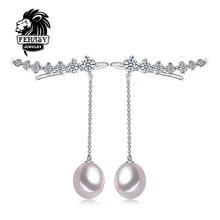 FENASY Naturales pendientes de Perlas de Joyería de Perlas Gargantilla para Mujeres Casual Estilo 2016 de La Joyería 9-10mm Perla Del Encanto de Bohemia pendientes