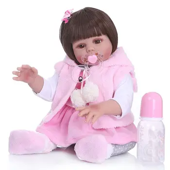 

48cm Cute Reborn Doll Realistic Full Soft Silicone Vinyl Newborn Babies Toy Girl Princess Clothes Lifelike Handmade Gift