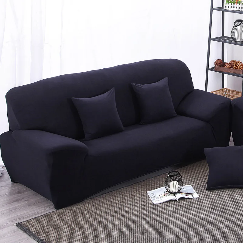 Solid Color Sofa Cover Big Elasticity Stretch Couch Cover Loveseat Sofa Corner Sofa Towel Furniture Cover 1/2/3/4 Seater - Цвет: Navy