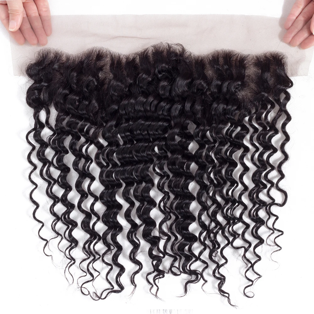QT Hair Brazilian Deep Wave 100% Human Hair Frontal Natural Black Remy Hair Extension Free Shipping