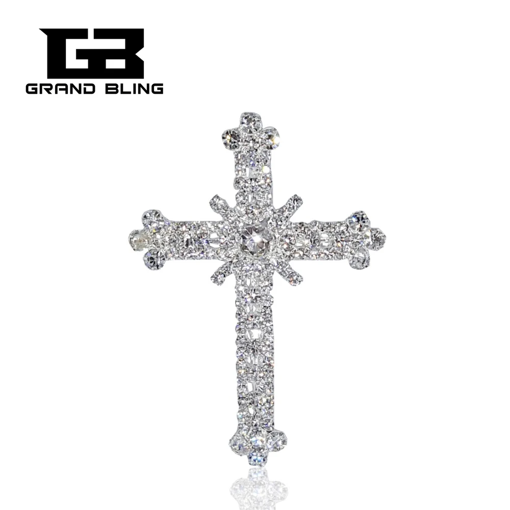 

Latest Design hot Fashion Rhinestone Cross Brooch jewelry silver luxury brooches pins Accessories