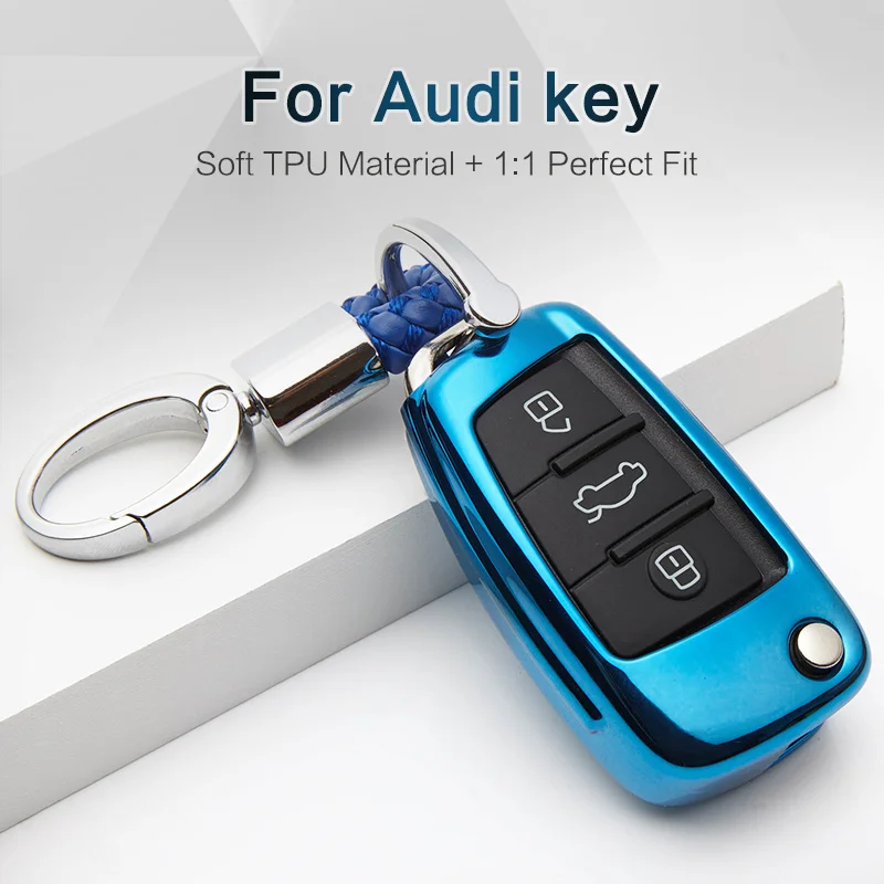 Beste Nieuwe TPU Autosleutel Case Cover Voor Audi A3 8 p 8L A6 4F C5 C6 C7 A4 B5 B6 b7 B8 B9 Q5 Q7 Sleutelhanger Shell Accessoires Voor Meisjes Heren