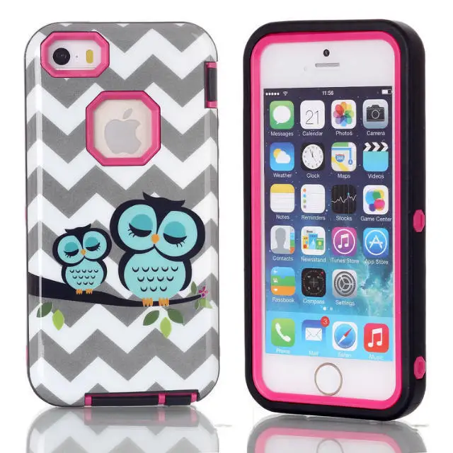 IQD For iPhone SE 5 5s Cover Owl hybrid case for apple 3 in1 Design shockproof