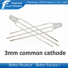 100 шт. светодиодный 3 мм круглый рассеянный красный и зеленый два цвета общий катод светодиодный светильник-диод