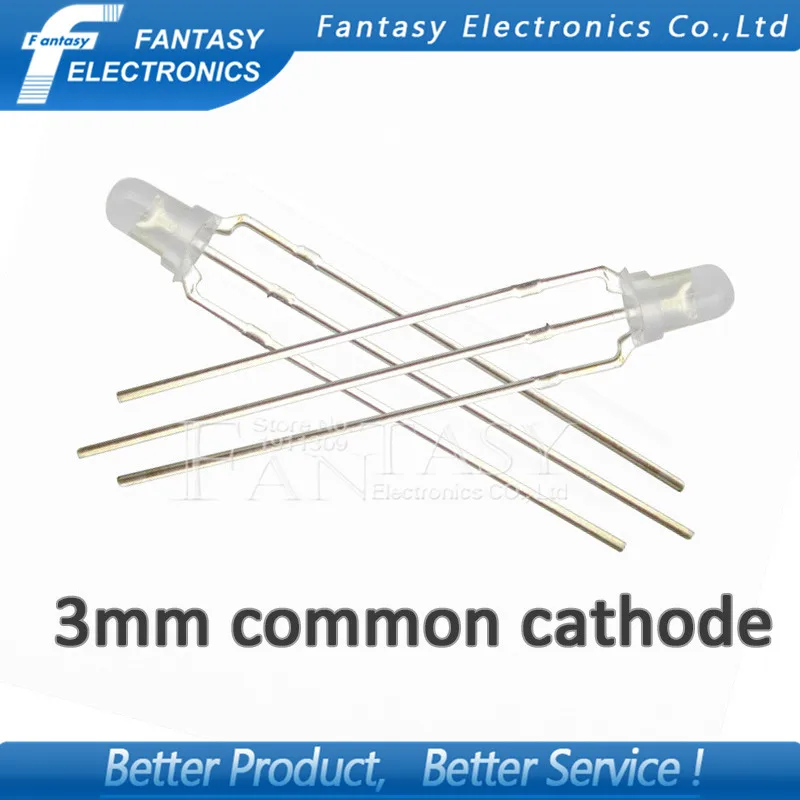 

100pcs LED 3mm Round Diffused Red & Green two Color Common cathode LED Diode Light Emitting Diode