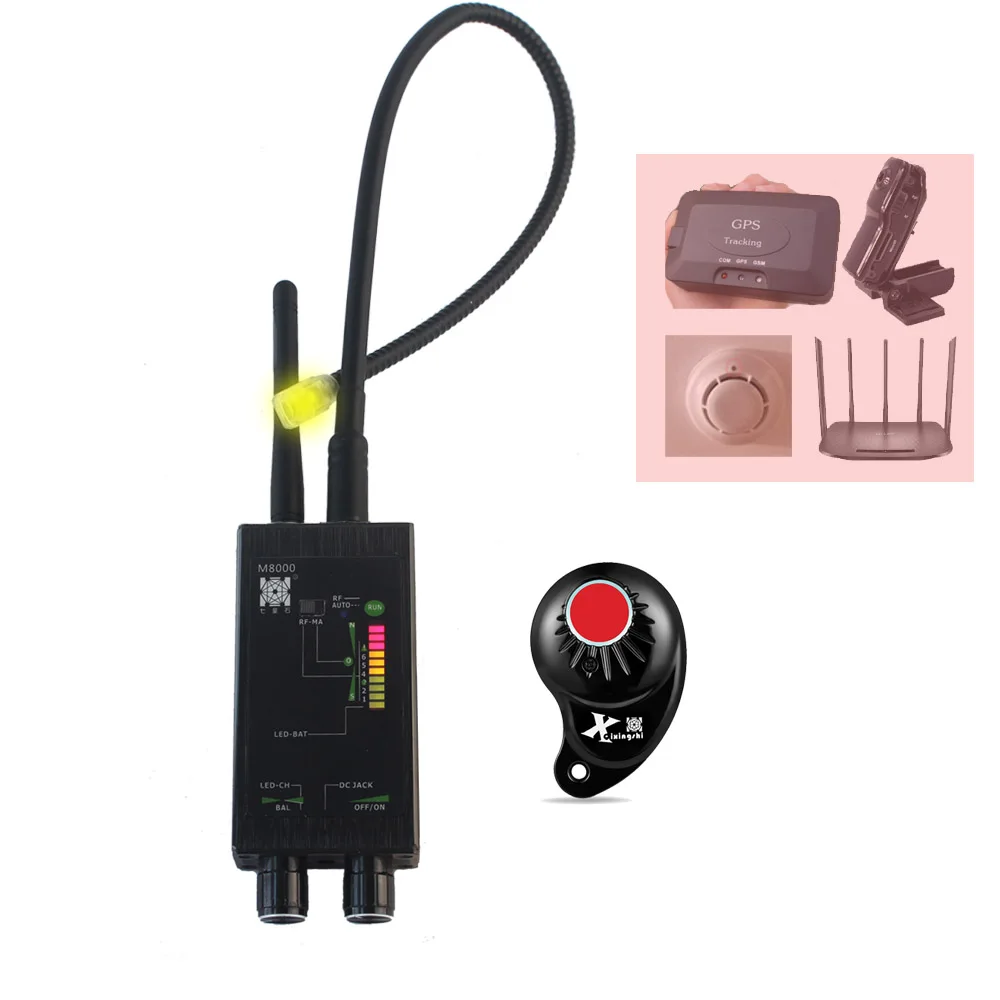 Pro Anti - Spy Bug Finder Wireless Camera Lens Hidden Signal Detector GPS Tracker RF GSM Devices Magnetic M8000 Scanner