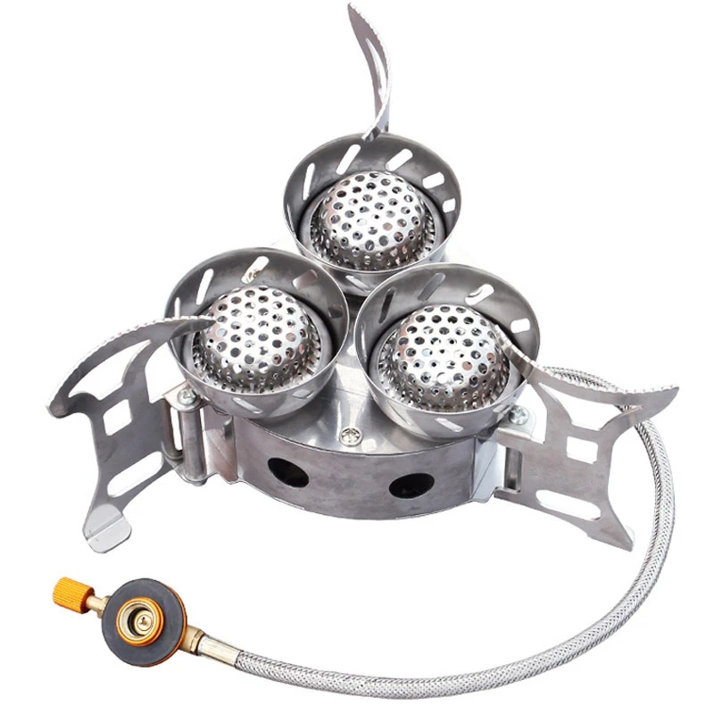 

Outdoor Three Chambers Cooker Portable Folding Camping Fierce Fire Stove Picnic Hiking Cooking Gas Stove