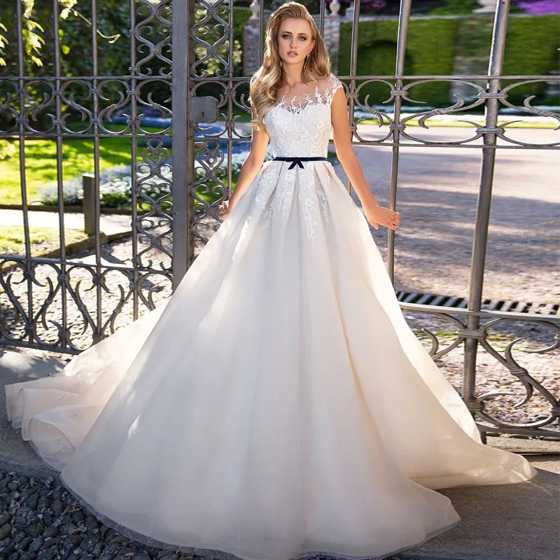 Vestidos De Novia 2019 New Design Chapel Train A-Line Wedding Dress Elegant Spaghetti Straps Sleeveless Bridal Gown | Свадьбы и