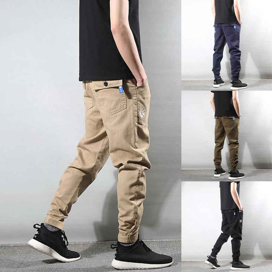 

Fashion Streetwear Men Jeans Loose Fit Embroidery Casual Cargo Pants Men Harem Trousers Slack Bottom Hip Hop Joggers Pants Homme