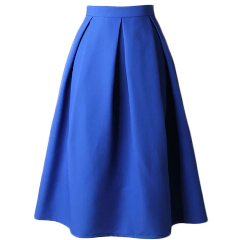

Women Vintage Skirt For 2019 Spring Fashion Pleated High Waist Elegant Retro Skirts Plus Size Ladies A Line Black Saias