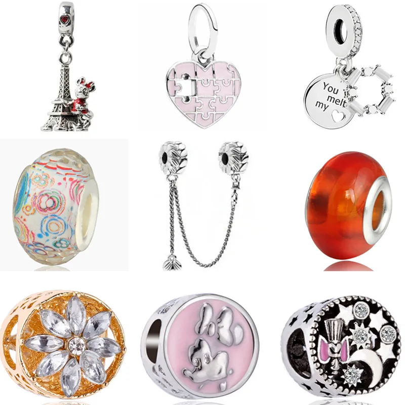 

Punk Jewelry Tibet Silver Color Pineapple Crown Flowers Moon Enamel Beads Charms Fit Pandora Bracelets for Women DIY Accessories