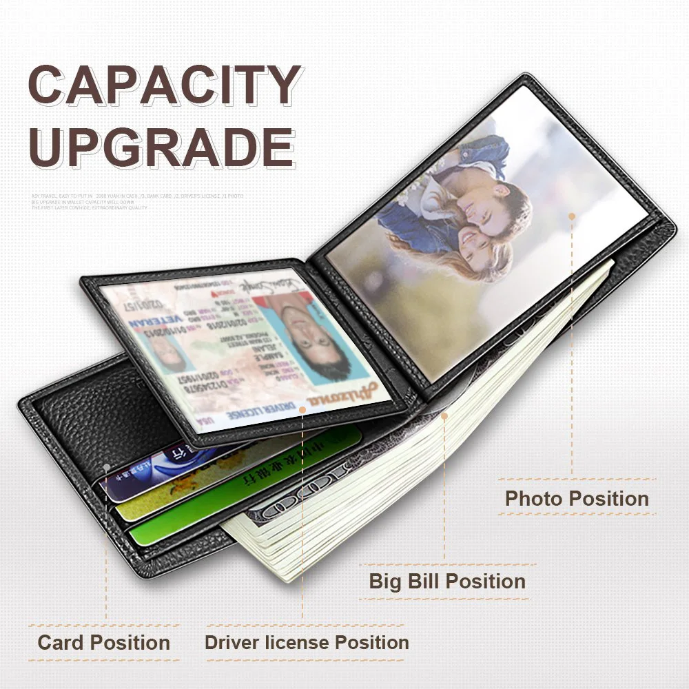 Laorentou Genuine Leather Men's Wallets Driver's License Card Holder Vintage Casual Leather Coin Purse Card Clutch Bag for Men 5