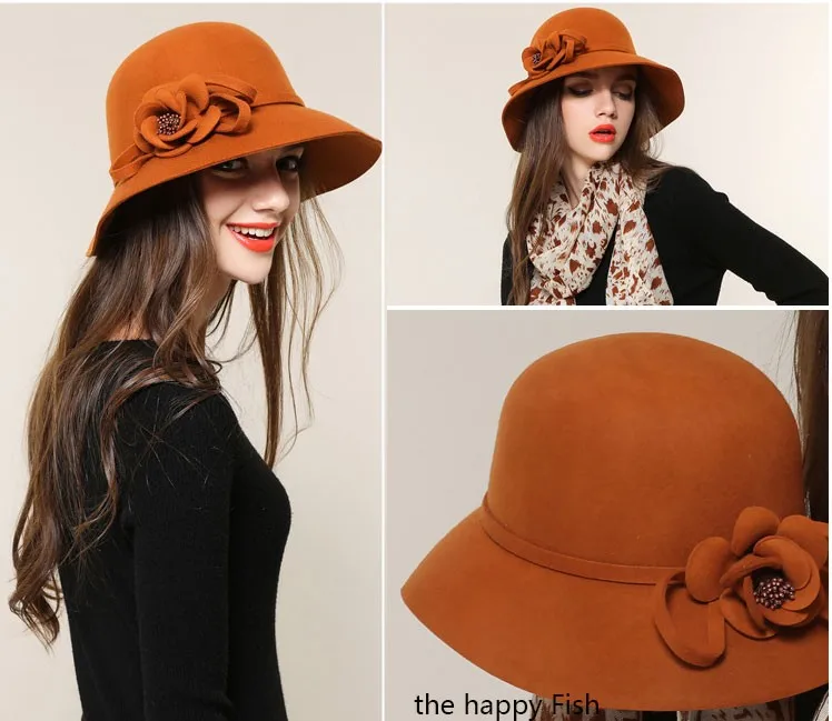Charming Fedoras ! Women Fedora Hat for Woman Fedora Hats Wide Brim Fedora hat Women Wool  Fedoras Flora (19)