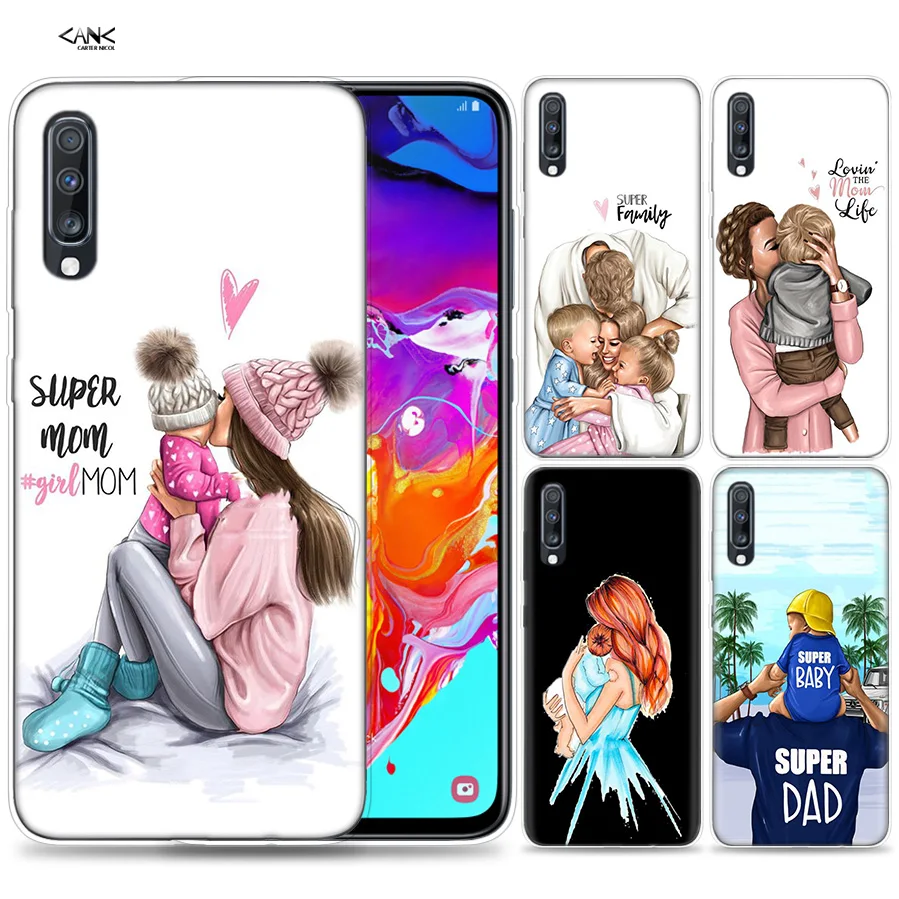 

Bags Case for Samsung Galaxy Mobile Phone A50 A70 A30 A20 J4 J6 J8 A6 A8 M30 A7 Plus 2018 Note 8 9 Mom and Baby Dad