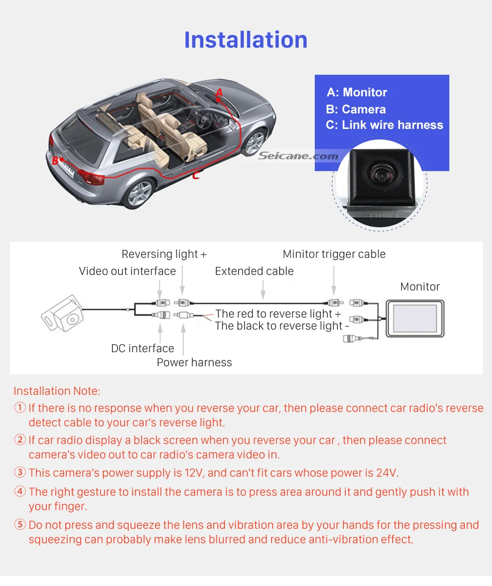 Seicane высокое качество светодиодный резервная камера для 2006-2013 hyundai Santa fe водонепроницаемый и ночное видение с простой установкой