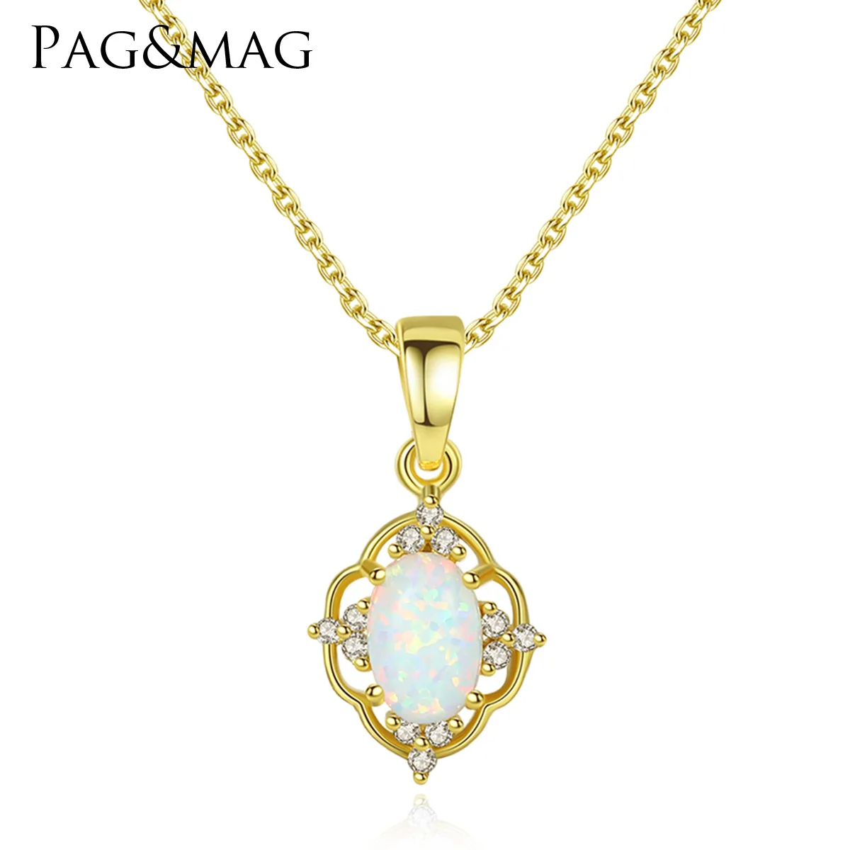 

S925 Sterling Silver Opal Opal Necklace Popular European and American High-end Jewelry