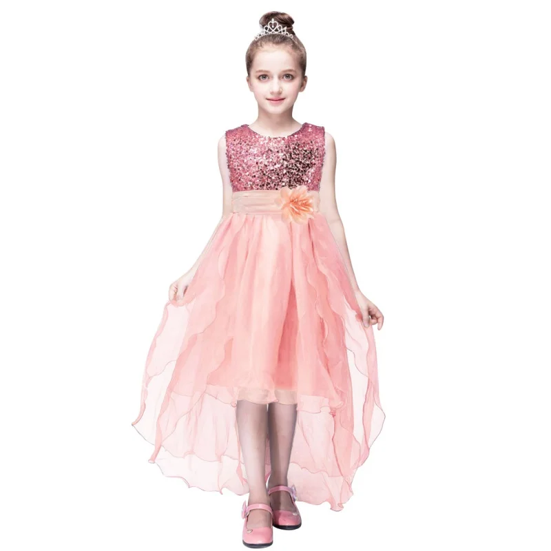 

3 styles Girl Dovetail Trailing Dress Kid O-neck Sleeveless Tutu Dresses infantis