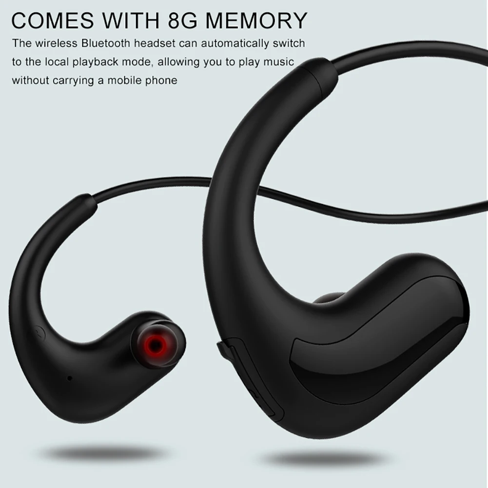 S12 Bluetooth Earphone Wireless Stereo Bass 8G Memory 8 Level Waterproof Sports Swimming Earbuds High-End Headphone With Card