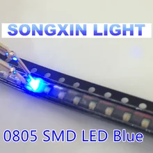 500PCS SMD 0805 Синий суперяркий SMD светодиодный лампы Диоды для подавления переходных скачков напряжения 0805 светодиодный 0805 диоды для подавления переходных скачков напряжения 460-465nm 80-120mcd 3,0-3,4 v светоизлучающий диод