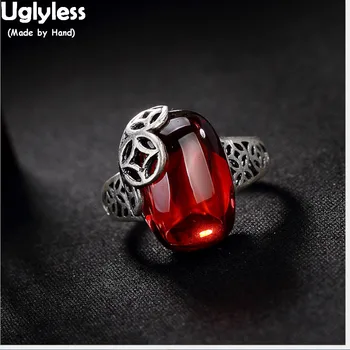 

Uglyless Real 990 Silver Fine Jewelry Natural Chalcedony Opening Rings Women Pretty Candy Colors Gems Finger Ring Hollow Bijoux