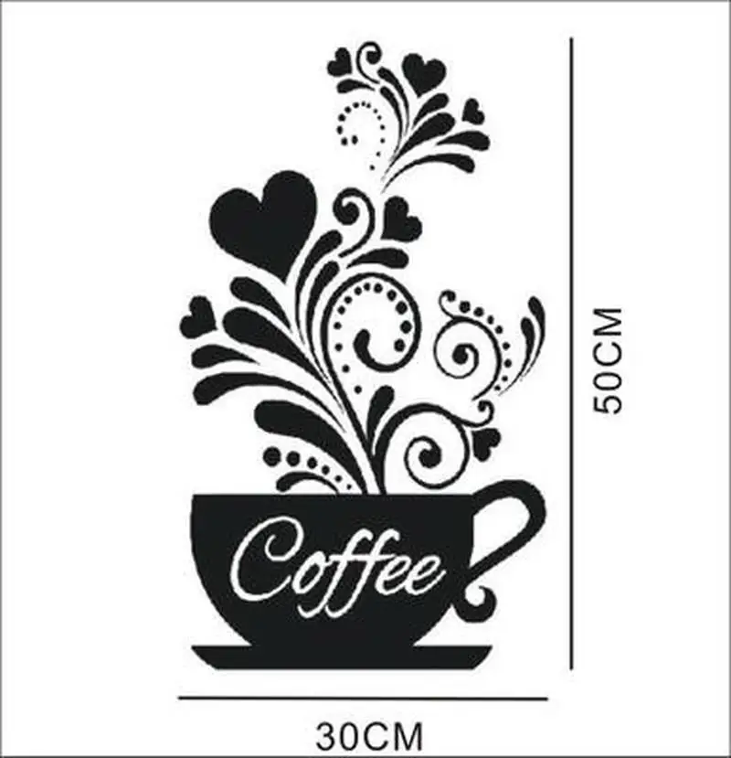 Coffee Cup with Heart Wall Stickers Vinyl Quote Restaurant Kitchen Removable Wall Stickers DIY Home Decor Wall Art Coffee Cup with Heart Wall Stickers Vinyl Quote Restaurant Kitchen Removable Wall Stickers DIY Home Decor Wall Art