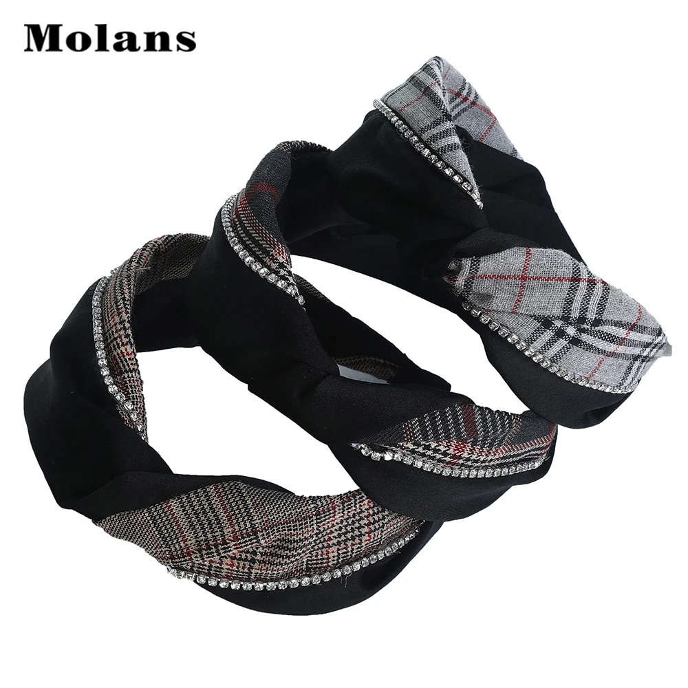 

MOLANS Lattice Rhinestone Distortion Hair Hoop Simple Style Hair Band Hair Accessories For Girl Women Korean Headband New 2019