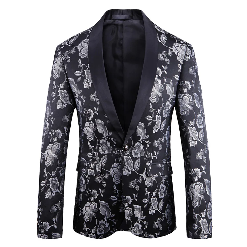 

2019 autumn and winter new large size men's suit blazer high quality men's jacquard suit embroidery dress men's wild single West