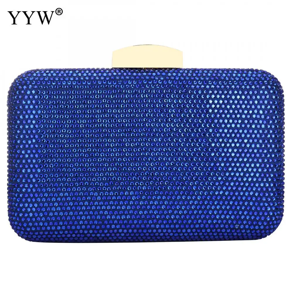 Hard-Surface Resin Rhinestones Clutches Designer Crossbody Bags For Women Fashion High Quality Ladies Clutch Purse Wallets - Цвет: blue