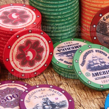 

100PCS American History Ceramic Poker Chips Set + 1 Dealer Button Exquisite Retro Design Pocker Chips 100 Token