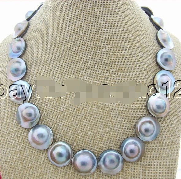 

fast Natural 20MM Grey Mabe Pearl Necklace AAA