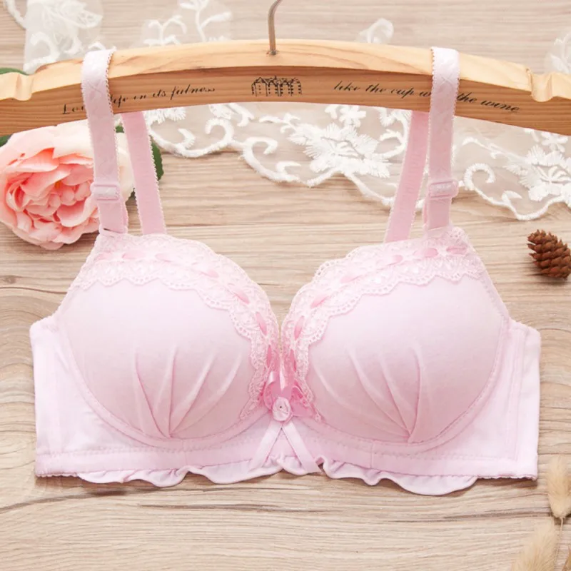 

Korean Style Candy Color Push Up Bras For Cup B Womens Sexy Back Closure Lace Bra Push Up Seamless Bra Racerback Bra