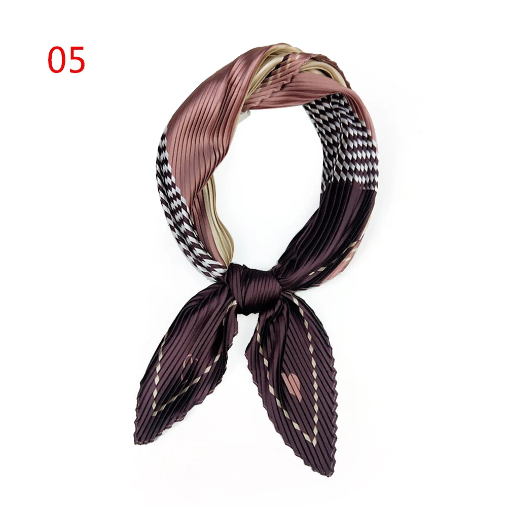 Женский жатый Шелковый маленький квадратный шарф на шею шелковая в стиле ретро атласный квадратный шарф Бандана шейный платок Головные уборы - Цвет: 5